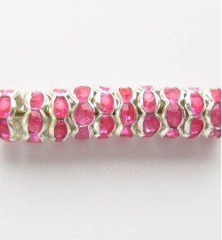 Rondelle Spacer 6mm Silver/Dark Pink